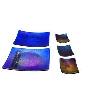 Kurt McVay Dichroic Iridescent Fused Art Glass Plate signed vintage